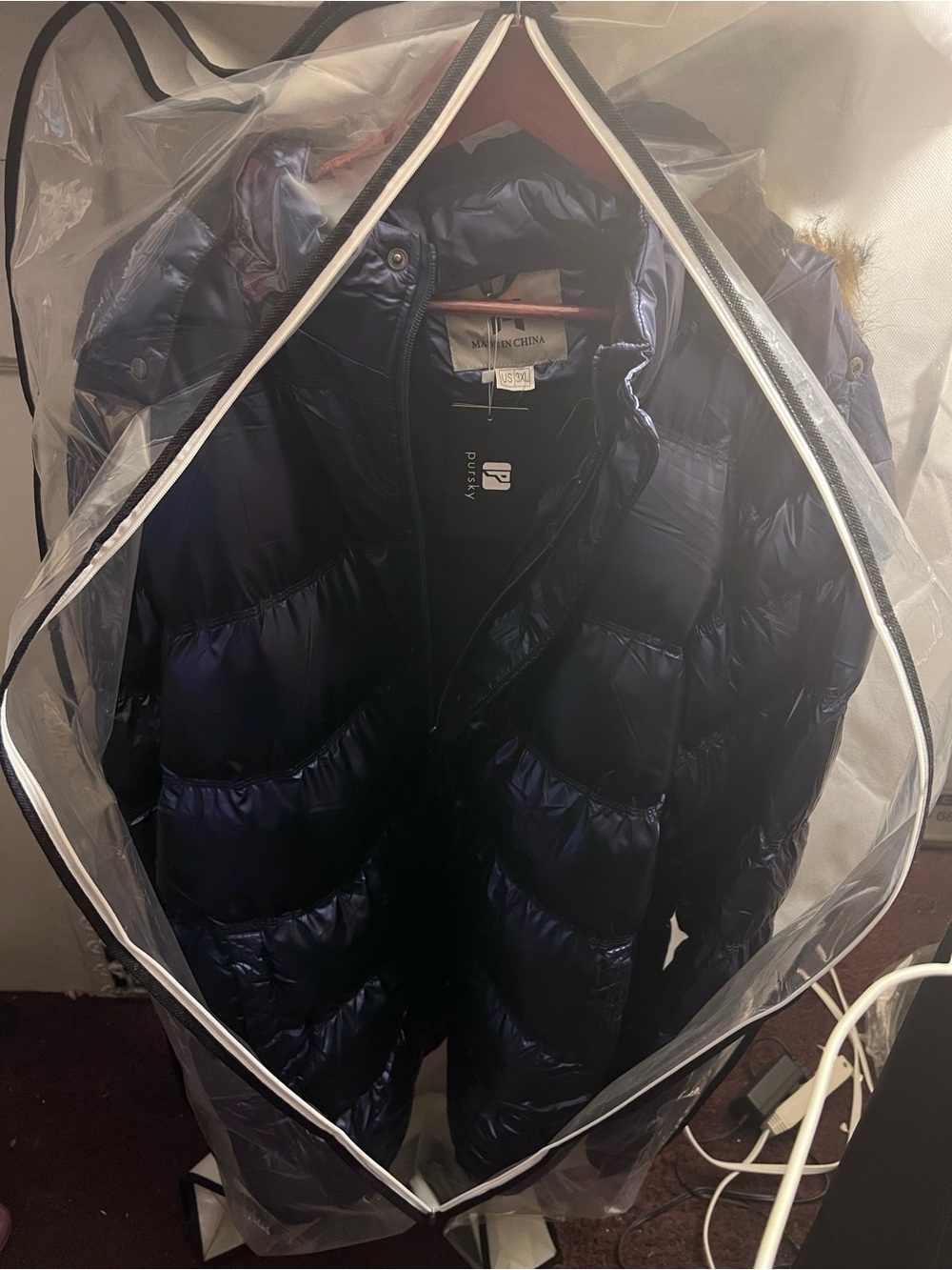 Navy Shiny Puffer Coat